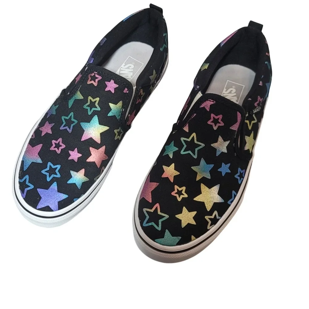 Vans Slip On‎ Platform Iridescent Star Print Skate Shoes Sneakers